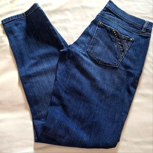 White House Black Market Distressed Embellished Slim Ankle Jeans, 6